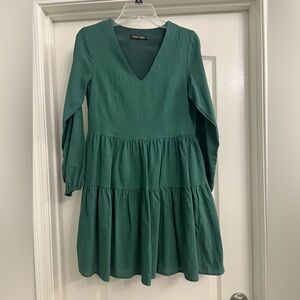 Green baby doll dress with pockets